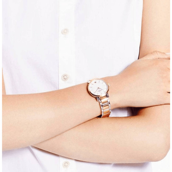 Kate Spade Ladies Gramercy‎ Watch 34mm Fresh Battery Gold Tone SMALL Petite - Picture 3 of 7